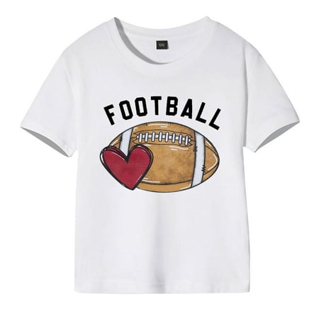 

ZMHEGW Toddler Girls Boys Short Sleeve Rugby Letter Prints Tops T Shirt Clothes Fashion Outwear