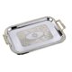 thumbnail image 1 of Nordic Stainless Steel Serving Tray With Handles Elegant Rectangular Coffee Bar Food Holder Dessert Display Plate Decor, 1 of 4