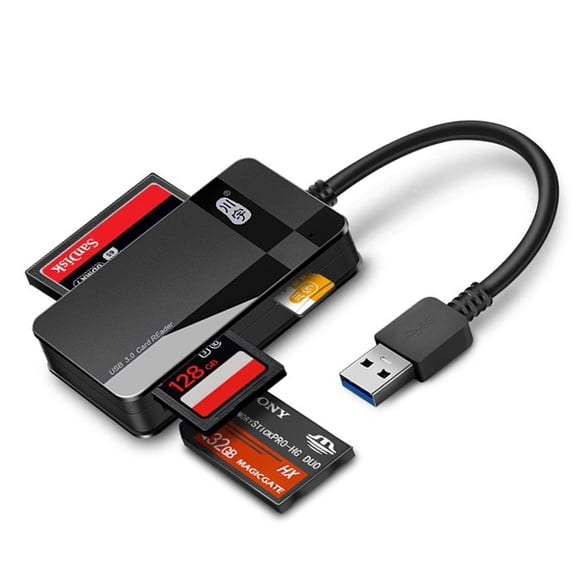 USB 3.0 and USB-C to SD Micro SD MS CF Card Reader Adapter, 4 Cards Simultaneously Read and Write, Compatible with iPhone 15 Series, MacBook Pro/Air 2023, and More