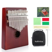 Kalimba 17 Keys Thumb Piano Solid Mahogany Wood Body with tuning hammer and study instruction, Gift for Kids Adult Beginners Professional
