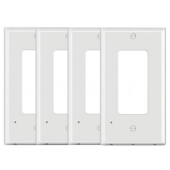 4Pack Outlet Wall Plates LED Guide Night Lights Build on Sensor Electrical Illuminated Plug Plates Covers Plate Energy Efficient nightlights No Wire Or Battery Needed Hallway Bathroom Stairway Decor