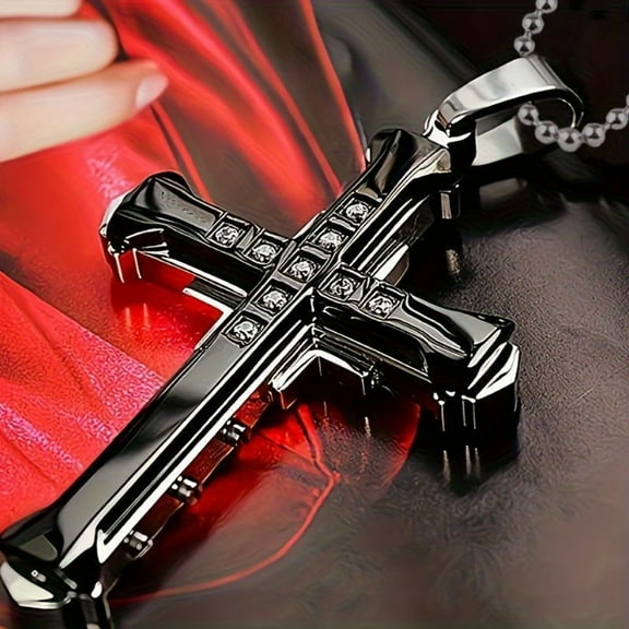Stainless Steel Cross Pendant Necklace Unisex Chain Religious Jewelry Gift