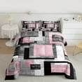 thumbnail image 2 of Manfei Pink Square Bedding Comforter Set for Adult, Abstract Ombre Twin Comforter Sets, Modern Fashion Style Reversible Bedding Set, Ultra Soft Home Decor, 2pcs, 2 of 8