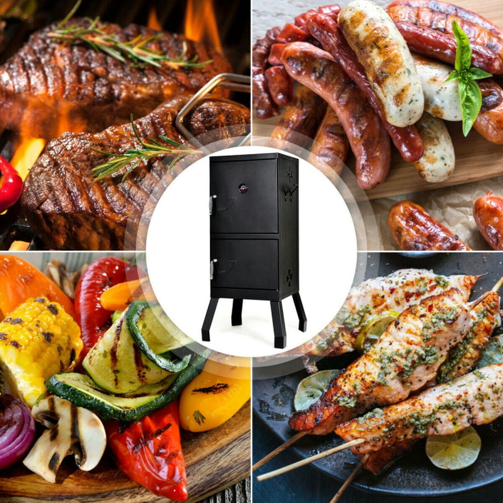 Spaco Vertical 2-Tier Outdoor Barbeque Grill with Temperature Gauge, Camp Stove for Outdoor Cooking
