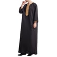 thumbnail image 5 of IROINNID Deals Men's Muslim Robe Arab Middle Robe Long Style 8/4 Sleeve Embroidered Standing Neck Long Shirt Robe,Black, 5 of 9