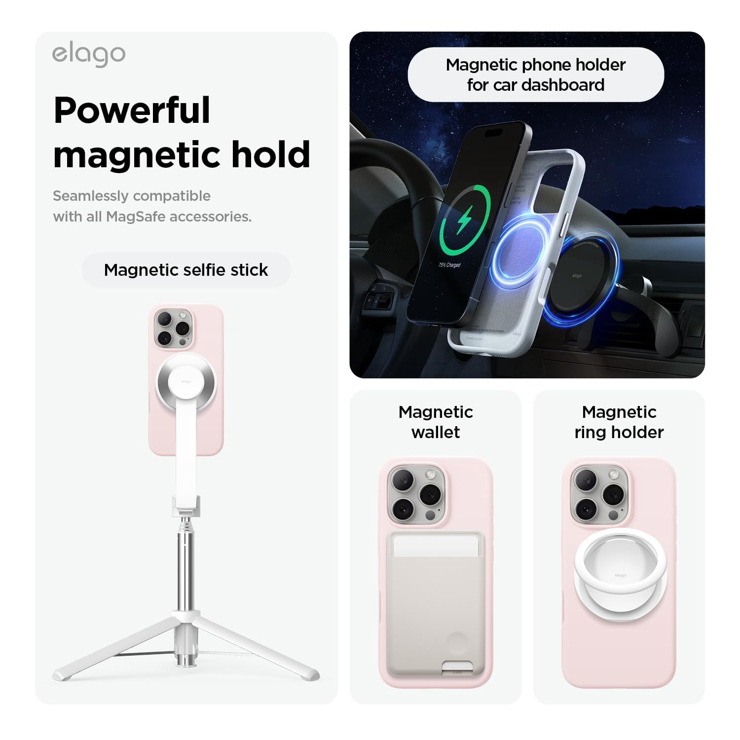 elago Magnetic Silicone Case Compatible with iPhone 16 Pro Max Case 6.9 Inch Compatible with All MagSafe Accessories - Built-in Magnets, Soft Grip Silicone, Shockproof [Lovely Pink]