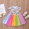 thumbnail image 3 of Pejock 18M-6 Years Baby Girls Layered Tulle Tutu Dress Toddler Kids Baby Girls Fashion Cute Short Sleeve Sweet Rainbow Stitching Ruffle Dress, 3 of 6