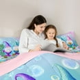 thumbnail image 5 of Feelyou Funny Gnome Mermaid Full Size Comforter Sets for Kids, Ocean Starfish Seashell Bedding Comforter Set, Kawaii Ocean Animal Reversible Bedding Sets, Breathable Home Decor, 3-Piece, 5 of 8