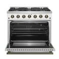 thumbnail image 4 of Forno Galiano 36-inch Freestanding Gas Range in White with Antique Brass Design, 6 Burners, 83,000 BTU, 5.36 cu.ft. Convection Oven, 4 of 5