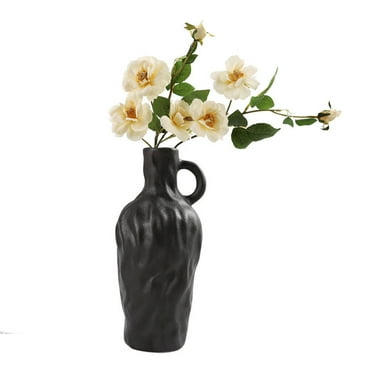 pc10  Ceramic Textured Vases Set of 3 Black and White