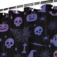 thumbnail image 3 of Purple Halloween Ghost Pumpkin Skull Pattern Shower Curtain 84"x72" ,Bathroom Decorative Shower Curtains Set with 12 Hooks,Modern Waterproof Washable Shower Curtain, 3 of 6
