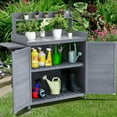 thumbnail image 2 of Outdoor Potting Bench Table with Storage Cabinet, Wooden Planting Workstation, Galvanized Tabletop, Storage Shelf & Cover, Ideal for Garden, Patio, Greenhouse, 2 of 7