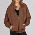 thumbnail image 6 of 3/4 Zip Pullover Womens，2023 Women's Quarter Zip Long Sleeve Sweatshirt Oversized Casual Fall Winter Fashion Hoodies Pullover Tops Blouses Tee Shirts, 6 of 7