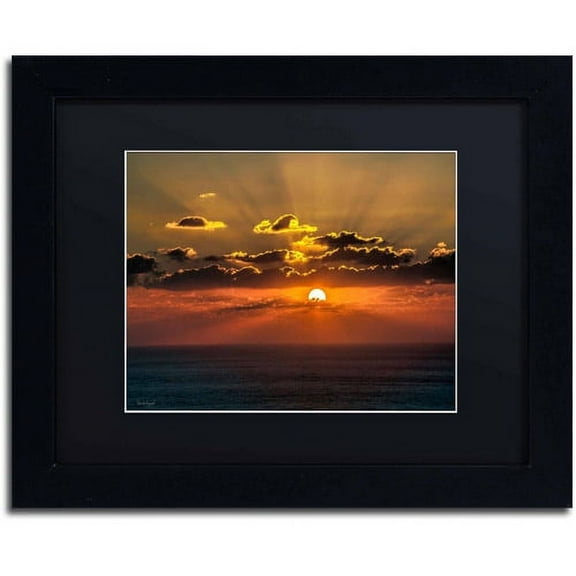 Trademark Fine Art "Mediterranean Sunset" Canvas Art by David Ayash, Black Matte, Black Frame