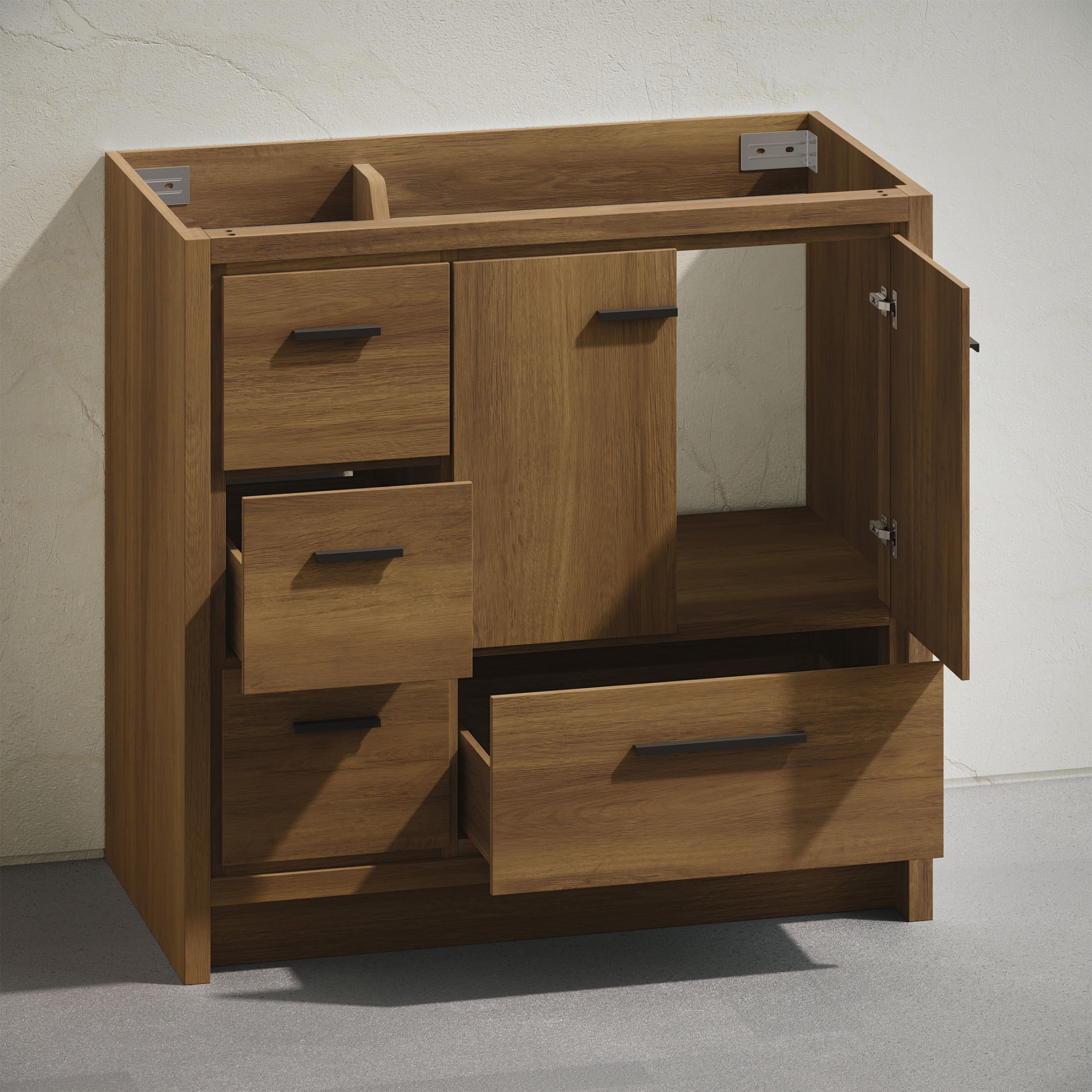Virage 36" Freestanding Bathroom Vanity in Brown Oak without Sink Top