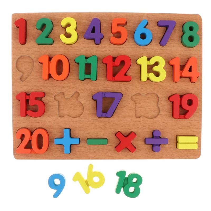 Wooden Number 1-20 Puzzle Block Board Toy Baby Early Developmental Toy 