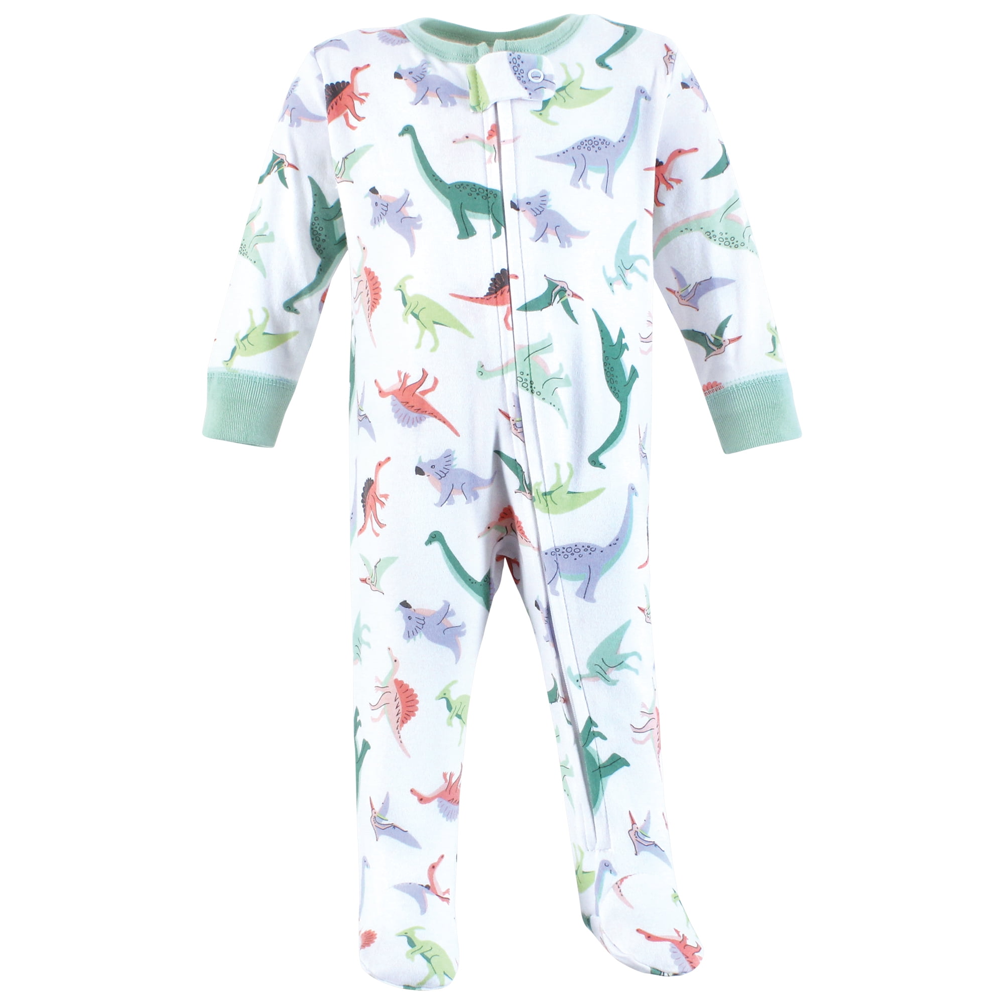 Hudson Baby Infant Boy Cotton Sleep and Play, Cheerful Dino Friends, 3-6 Months