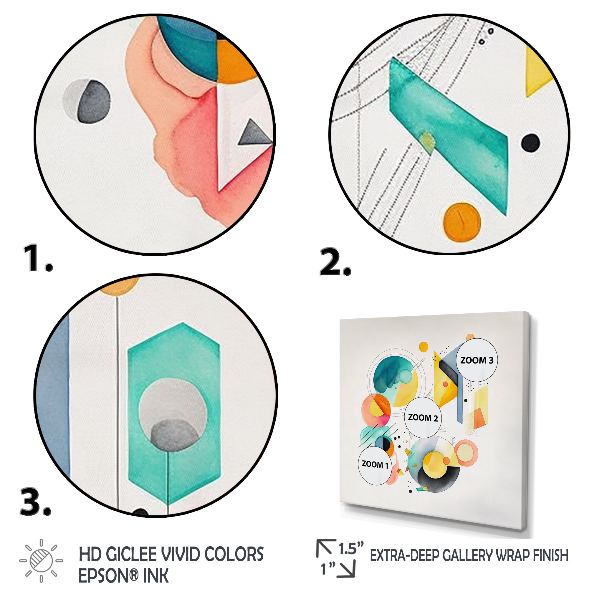 Designart Multi-Color Circular Abstract I Canvas Wall Art