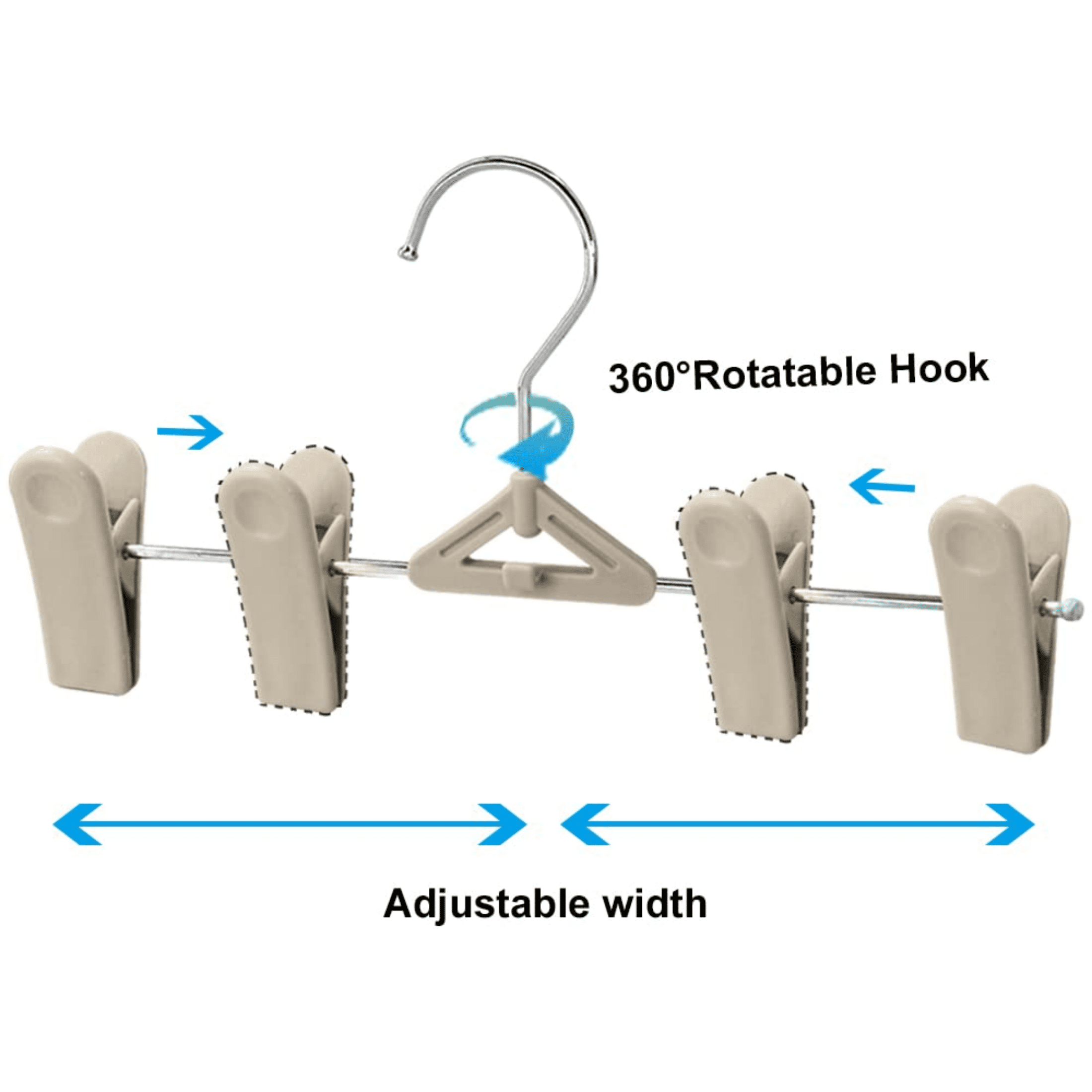 Northern Brothers Space-Saving Adjustable Non-Slip Pants Hangers For Adults & Kids(30-Pack, Khaki)