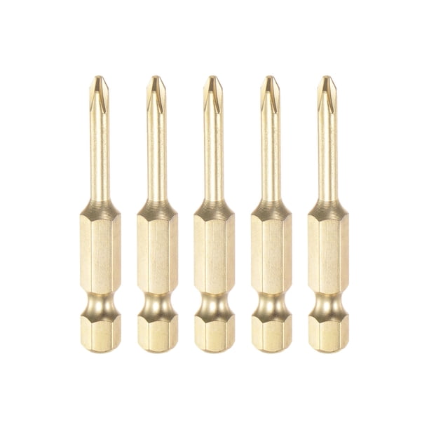 5uds PH0 Phillips Cabeza Destornillador Taladro 2" Longitud 0.12" Diámetro 1/4 Pulgadas Hexagonal Vástago S2 Acero Magnético Cruzado Cabezal para Eléctrica Herramienta
