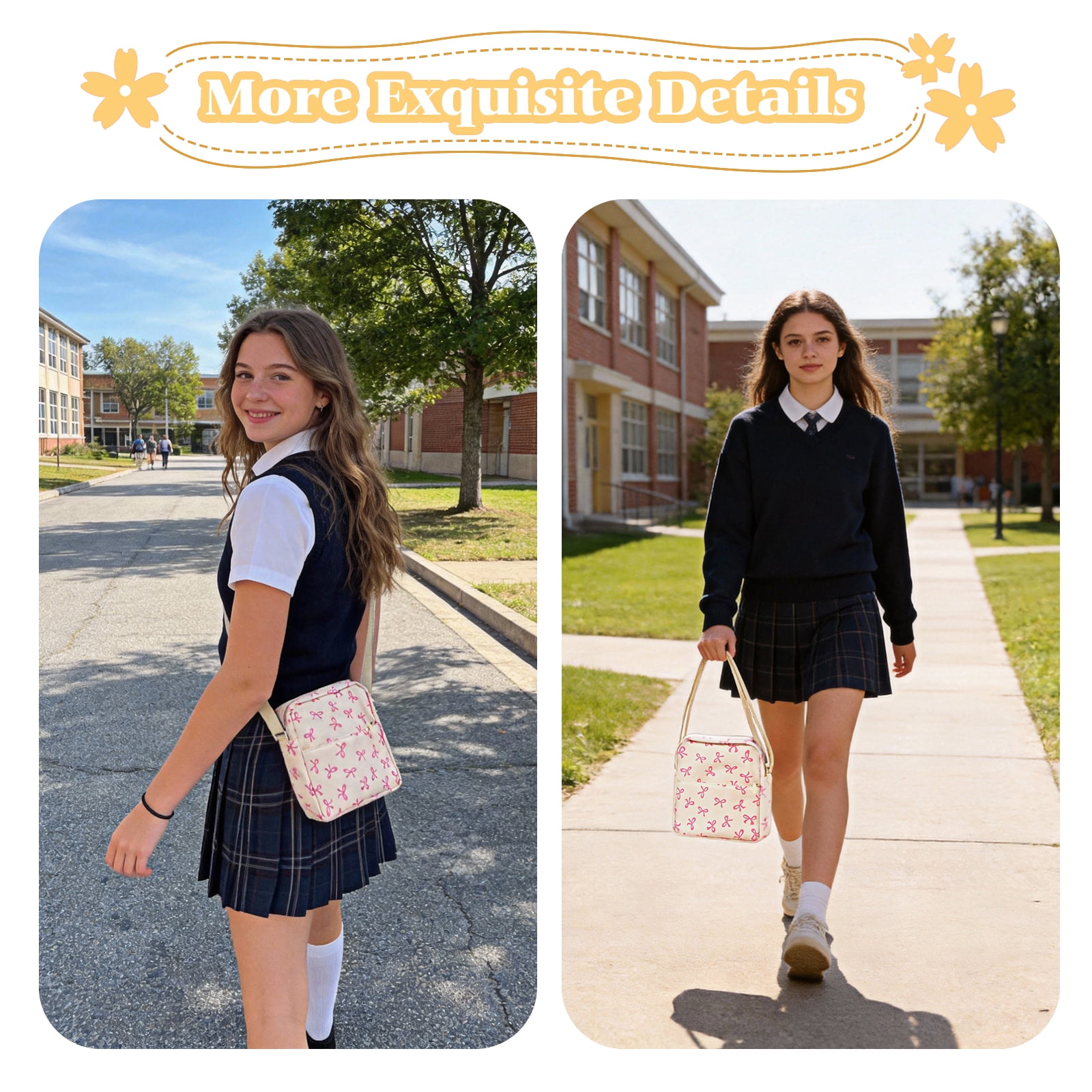 Dakimoe School Backpack Set with Cute Bow, Lightweight Bookbag - Pink, Perfect for Elementary & Middle School  Ages 4-12