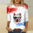 thumbnail image 2 of GERsome 4th of July Tops for Women 3/4 Sleeve American Flag Shirts Crewneck Loose Fit Tshirts USA Patriotic Graphic Summer Tees S-2XL, 2 of 4
