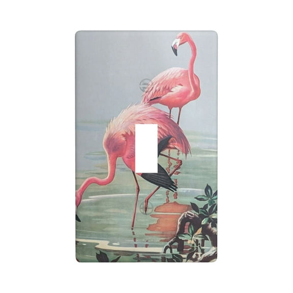 Pink Flamingo Vintage Light Switch Cover Plates Single Toggle Wall Plate, Decorative 1-Gang Christmas Decor Lightswitch Cover