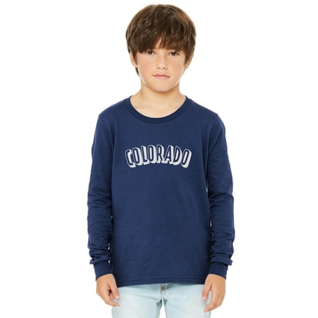 Daxton Youth Long Sleeve Colorado Basic Tshirt - Navy White Large