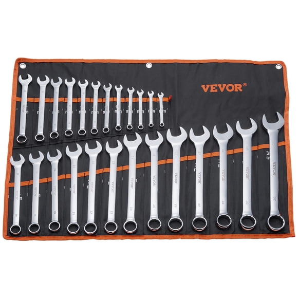VEVOR Ensemble de Clés Combinées 25 Pcs Métriques 6 mm à 32 mm avec Pochette Enroulable
