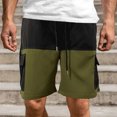 thumbnail image 2 of Hombres Casual Patchwork Hasta la rodilla Pantalones cargo con bolsillo Pantalones cortos elásticos con cordones rectos Pompotops  oipoqjl41038, 2 of 8