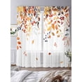 thumbnail image 3 of Brown Eucalyptus Leaves Sheer Curtains 84 Inch Length 2 Panels Set Window Treatments, Summer Botanical Weeping Watercolor Rod Pocket Semi Curtains for Living Room/Bedroom/Kitchen Décor, 104"W x 84"L, 3 of 7