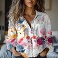 thumbnail image 2 of Women's Tops, Tees & Blouses Printed Long Sleeve Button Down Womens Spring Summer Shirts, 2 of 4