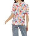 thumbnail image 4 of MODA NOVA Juniors Floral Ruffle Mock Neck Puff Half Sleeves Chiffon Top, 4 of 5