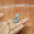 thumbnail image 2 of Natural Blue Fire Moonstone Aquamarine Gemstone 925 Sterling Silver Adjustable Ring Jewelry Gift for Her, 2 of 5