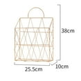 thumbnail image 2 of Miangastore 1PC Iron Magazine Handle Storage Basket Wall Hanging Desktop Books Newspapers Storage Holder (Golden), 2 of 9