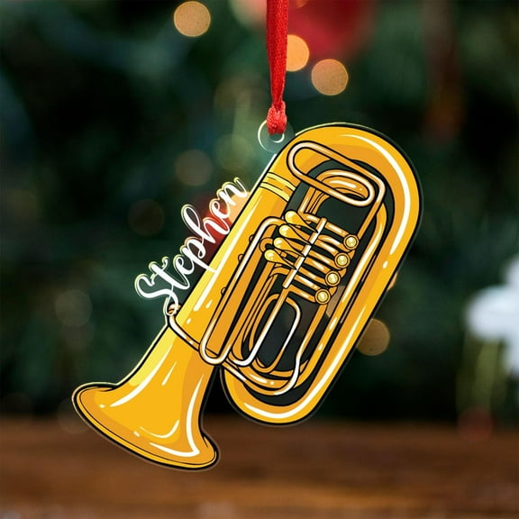 Tubaist Xmas Acrylic Ornament, Tubas 2D Flat Shape Ornament Decoration, Tuba Personalized Christmas Tree Ornaments, Custom Name Tuba Christmas 2025 Keepsake Gift for Musical Instrument Player