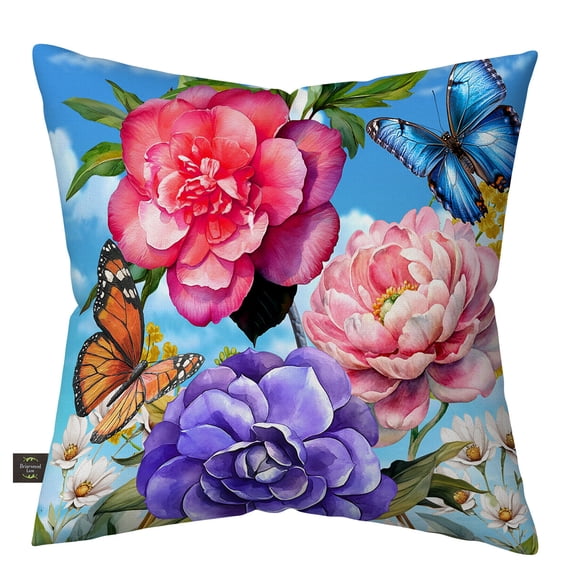 Briarwood Lane Butterflies and Peonies Indoor/Outdoor Pillow