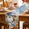 thumbnail image 2 of Thanksgiving Coastal Table Runner Linen Burlap Table Runner 120 Inches Long Fall Pumpkin Starfish Wood Grain Dresser Scarves for Kitchen Island Coffee Dining Room Party Holiday Decoration 13"x120", 2 of 8