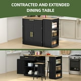 Uforic Extendable Kitchen Island Table with Power Outlets & Seating, Rolling Kitchen Island, Black - Walmart.com