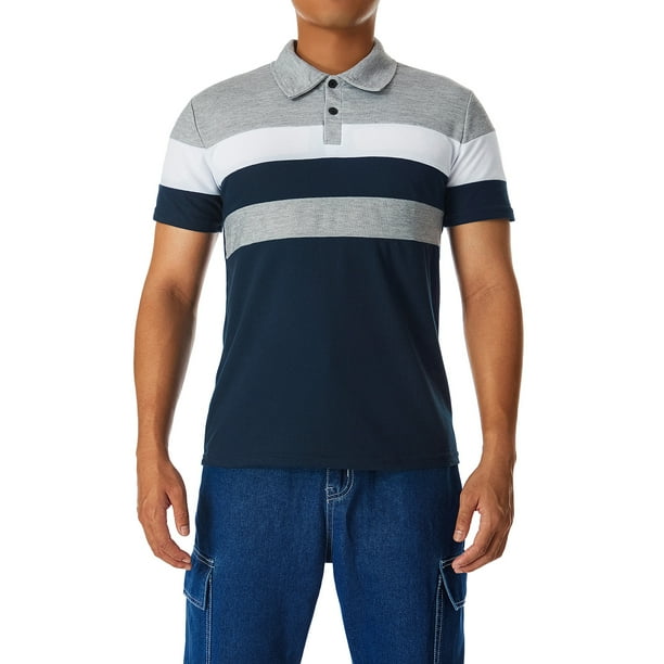Txlixc Camisetas casuales para hombres, laptops ajustados con rayas de color de manga corta Txlixc moda