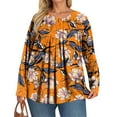 thumbnail image 5 of LNZGNM Women's Plus Size Tops 4x-5x Fall Long Sleeve Tee Shirt Tops Floral Graphic T-Shirt V Neck T Shirts Loose Casual Trendy Tunics Orange 2XL, 5 of 5