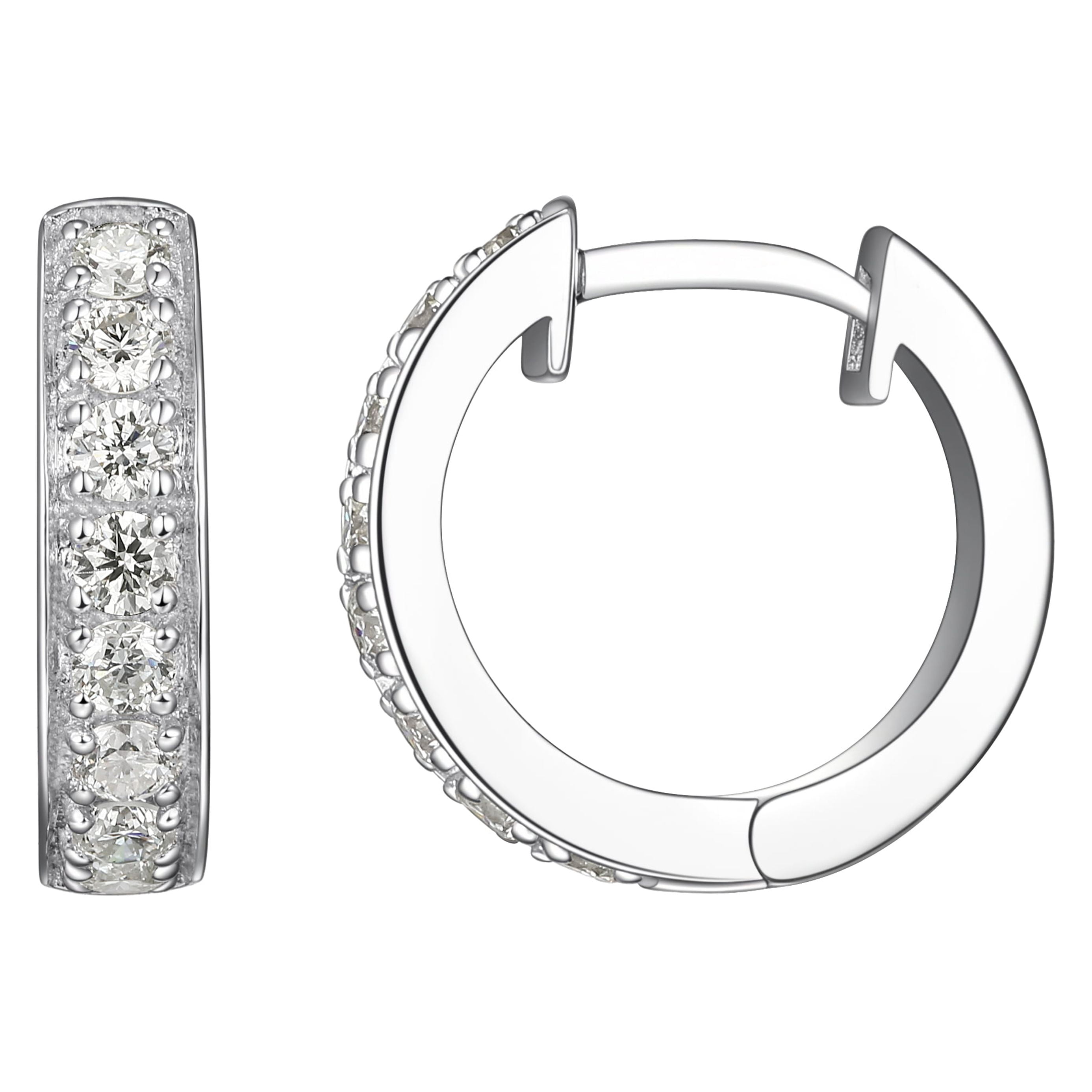 Forever Facets 3/8 CT TW Lab Grown Diamond Hoops in Platinum over Sterling Silver, Adult Female