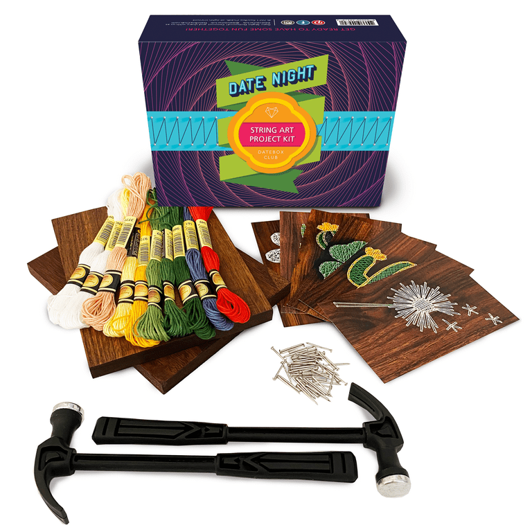 DateBox Club Date Night Box Mini, Couples Gifts, with String Art Activity Couple  Games, 2 Boards, 2 Hammers, Nails, Thread & 6 Patterns, 2 Player Games, Date  Night Ideas, Mindfulness Activities 