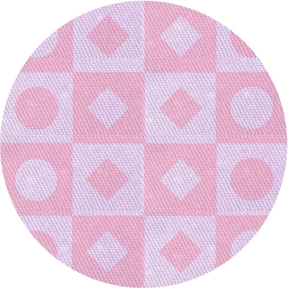 Ahgly Company Machine Washable Indoor Round Transitional Periwinkle Pink Area Rugs, 3' Round