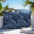 thumbnail image 4 of Abstract Marble Texture Outdoor Pillow Covers Pack of 2 Deep Blue Gold Wave Art Waterproof Throw Pillow Covers Decorative Cushion Cases for Patio Garden Tent Balcony Couch 26x26 inch, 4 of 8