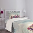thumbnail image 5 of Ambesonne Fantasy Quilted Bedspread Set 2 Pcs, City of Old Books Birds, Twin Size, Red and Blue, 5 of 6