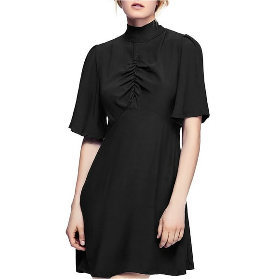 Free People Womens My Baby Runched Mini Dress, Black, 8