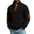 thumbnail image 2 of Mens Casual Knitted Pullover Sweater Long Sleeve Stand Collar Vintage Button Sweaters with Elbow Patches Black M, 2 of 5