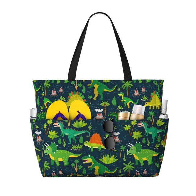 Easygdp Dinosaurs Bolsa de Viaje de Playa de Gran Capacidad, Bolsa Tote Perfecta para la Playa, Escapadas de Fin de Semana y Viajes