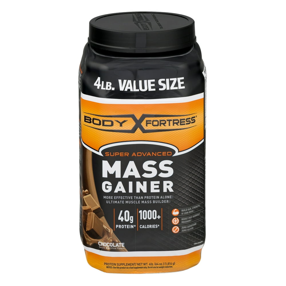 Body Fortress Mass Gainer Protein Powder, Chocolate, 40g Protein, 4 Lb